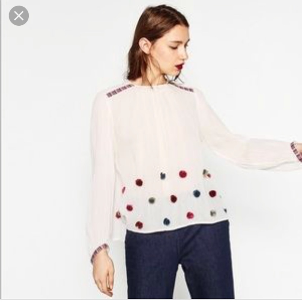Zara Woman Pom Pom Blouse